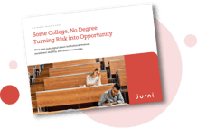An image of the cover of a brief titled: Some Collage, No Degree: Turning Risk into Opportunity